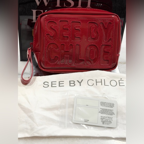 Excellent condition See By Chloe Glossy Red Clutch with dust bag - Picture 2 of 7